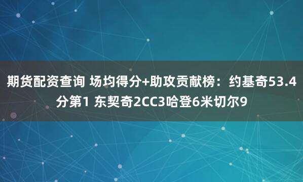 期货配资查询 场均得分+助攻贡献榜：约基奇53.4分第1 东契奇2CC3哈登6米切尔9
